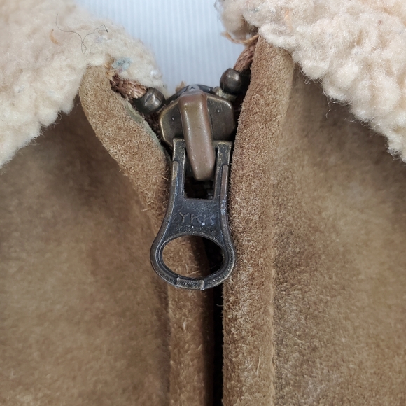 Women's GAP Suede Leather Sherpa Lined Jacket Y2K Size Large - Picture 14 of 17